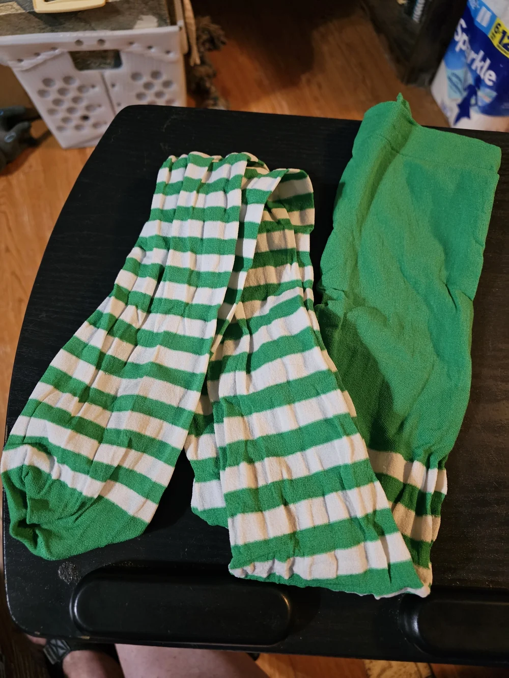 Green And White Striped Tights